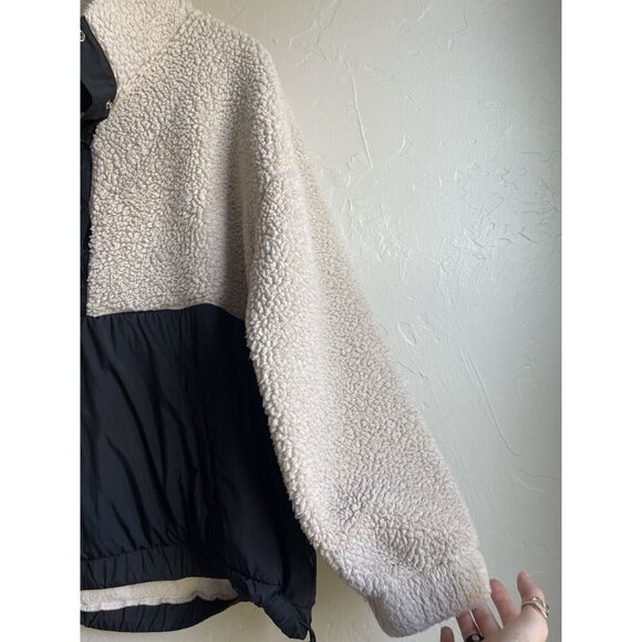 Lou & Grey Faux Sherpa Pullover 1/4 Snap Sweatshirt Size XL Ivory Black - Picture 11 of 12